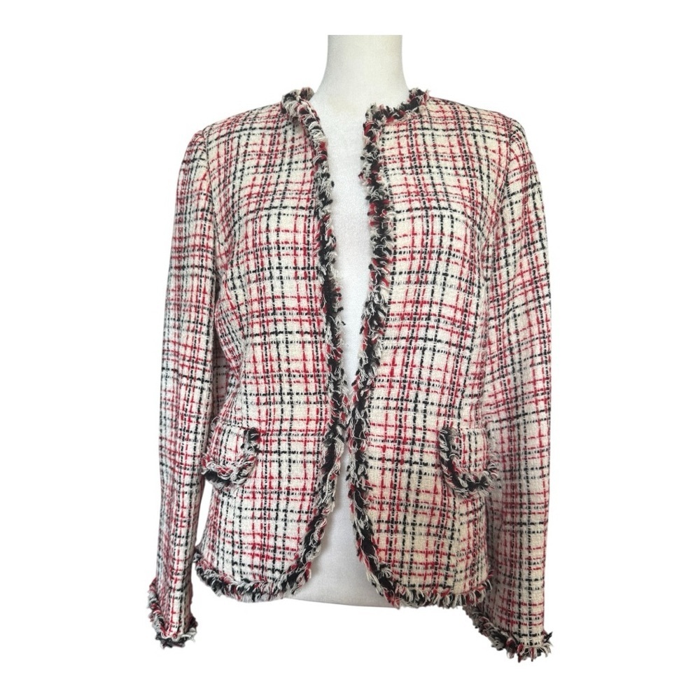 Active Seller! Supply and Demand Red, Black, Cream Tweed Jacket Size S